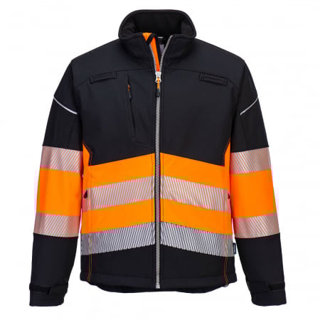 Jachete reflectorizante (HI-VIS) - PW3 - 375, Jachetă Softshell Hi-Vis din poliester și elastan, 310 g/mp