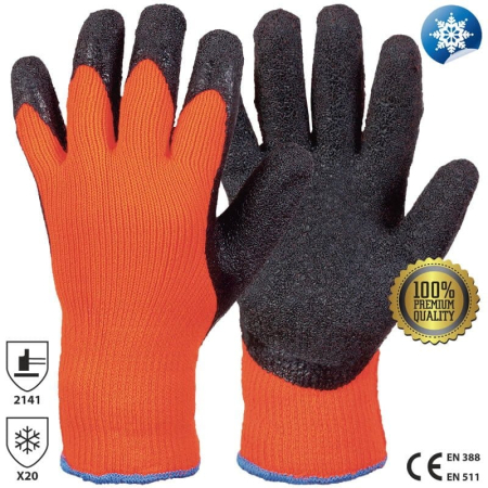 PROTECȚIA MÂINILOR - RASMUSSEN, Mănuși de iarnă din fibră acrilică, imersate în latex, lungime 26 cm