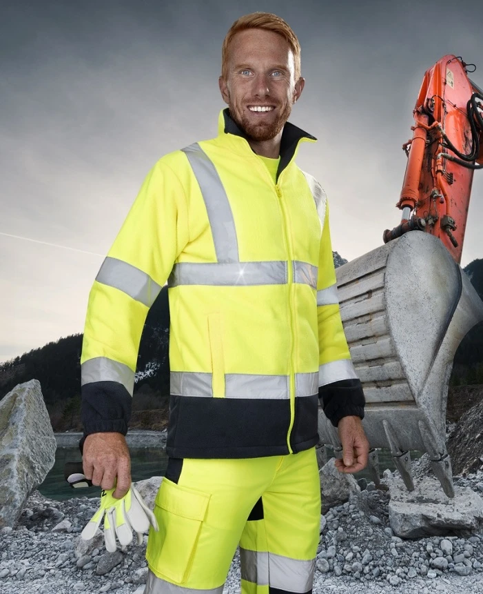 Jachete reflectorizante (HI-VIS) - REF401/REF402, Bluză HI-VIS cu mânecă lungă din fleece poliester 300 g/mp