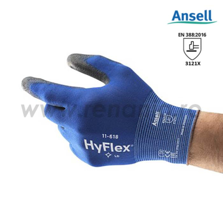 RENANIA HYFLEX 11-618, Mănuși de protecție mecanică din nailon, imersate în poliuretan [1]