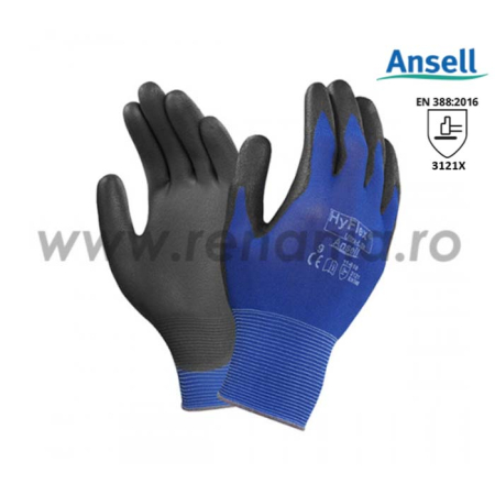 Mănuși Textile Imersate - RENANIA HYFLEX 11-618, Mănuși de protecție mecanică din nailon, imersate în poliuretan