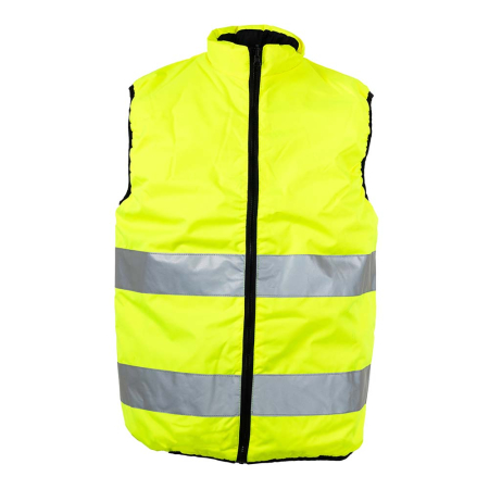 Imbracaminte TERMOIZOLANTĂ - REVERSO, Vestă matlasată reversibilă din poliester Oxford 300D cu membrană PU, căptușeală termică din poliester, benzi reflectorizante
