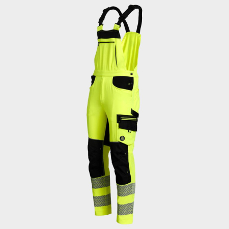 REVOLT HV 4 STRETCH, Pantaloni cu pieptar de înaltă vizibilitate din poliester 100%, stretch mecanic, 280 g/mp, Clasa 2 [2]