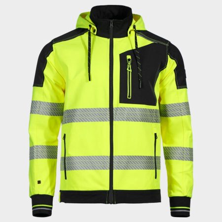 Jachete reflectorizante (HI-VIS) - REVOLT HV 4STRETCH, Jachetă de lucru HI-VIS din poliester cu glugă detașabilă, 280 g/mp