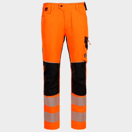 Pantaloni si salopete reflectorizante (HI-VIS) - REVOLT HV 4STRETCH, Pantaloni de lucru HI-VIS din poliester mecanic întins, 280 g/mp