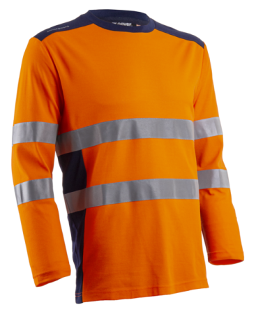 Îmbrăcăminte REFLECTORIZANTĂ (HI-VIS) - RIKKA, Tricou de înaltă vizibilitate cu mâneci lungi din bumbac/poliester 150 g/mp