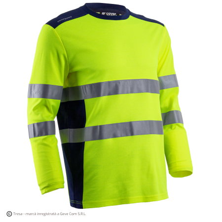 Îmbrăcăminte REFLECTORIZANTĂ (HI-VIS) - RIKKA, Tricou de înaltă vizibilitate cu mâneci lungi din bumbac/poliester 150 g/mp