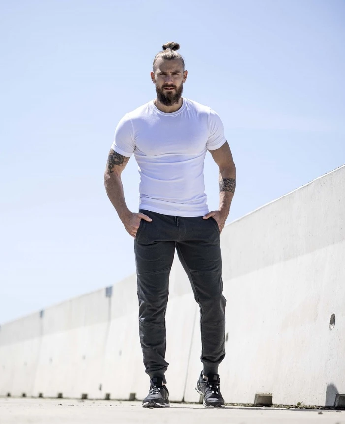 RIVARY, Pantaloni sport SLIM FIT din bumbac și poliester, 320 g/mp [5]
