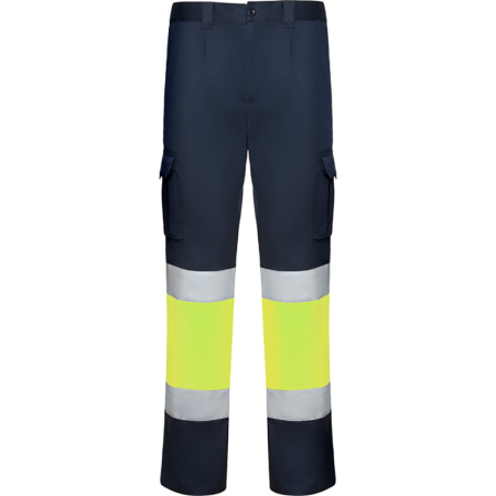 Îmbrăcăminte REFLECTORIZANTĂ (HI-VIS) - RL9312, Pantaloni de lucru din poliester și bumbac cu benzi reflectorizante, 250 g/mp
