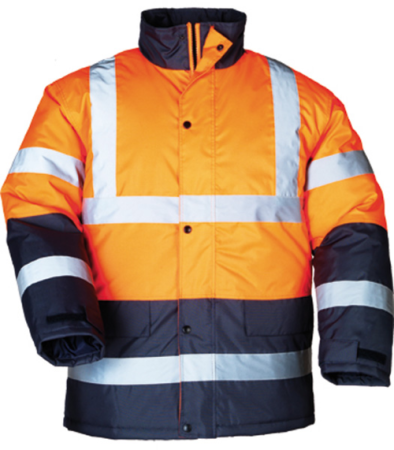 Jachete reflectorizante (HI-VIS) - ROADWAY, Jachetă HI-VIS de iarnă tip parka din poliester Oxford 300D, căptușeală termică