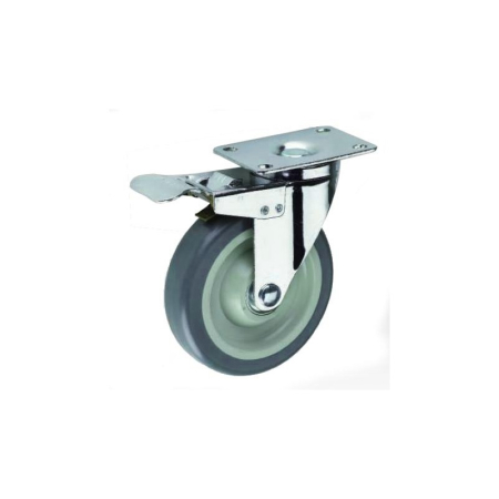 Roți și rotile industriale - Roată furcă pivotantă, frana, tpr gri, 31 mm