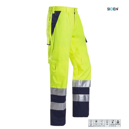 Îmbrăcăminte REFLECTORIZANTĂ (HI-VIS) - ROYAN 013V, Pantaloni de protecție multi-risc în talie din bumbac, poliester și fibre antistatice