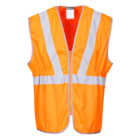 RT20, Vestă HI-VIS lungă cu fermoar din 100% poliester, tricotaj Warp Knit, 160 g/mp [1]
