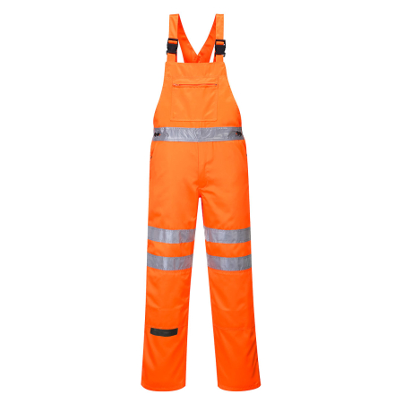 Pantaloni si salopete reflectorizante (HI-VIS) - RT43, Salopetă cu pieptar HI-VIS din kingsmill polycotton 80% poliester, 20% bumbac, 280 g/mp