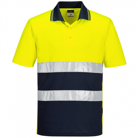 Tricouri si bluze reflectorizante (HI-VIS) - S175, Tricou polo HI-VIS cu mânecă scurtă, din poliester tricotat, 150 g/mp