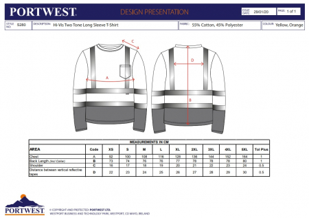 S280, Tricou cu mâneci lungi Hi-Vis din bumbac și poliester, 175 g/mp [2]
