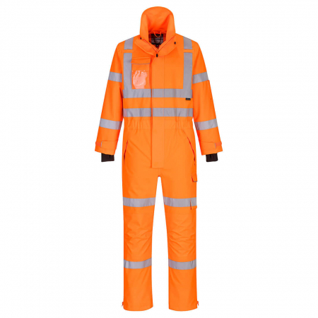 Combinezoane reflectorizante (HI-VIS) - S593, Costum impermeabil din poliester 300D Stretch Oxford, 200 g/mp, cu căptușeală din plasă 60 g/mp
