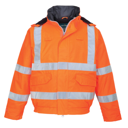 Jachete| Bluze Ignifuge - S773, Jachetă tip bomber HI-VIS din 98% poliester, 2% fibră de carbon antistatică, respirabil, a, 250 g/mp