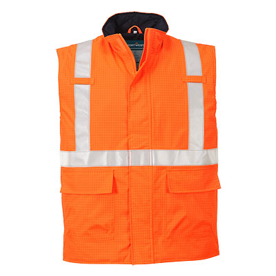 Îmbrăcăminte IGNIFUGĂ (ANTI-FLACĂRĂ) - S776, Vestă matlasată HI-VIS din 98% poliester, 2% fibră de carbon antistatică, respirabil, a, 250 g/mp