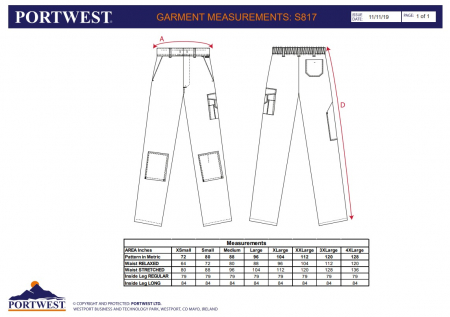 S817, Pantaloni cu pieptar din bumbac, 305 g/mp [1]