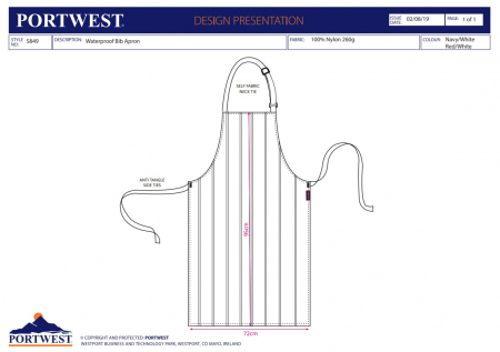 S849, Șorț impermeabil cu pieptar, din poliester, 245 g/mp [2]