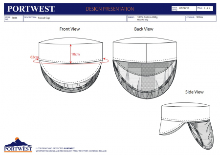 S896, Bonetă din bumbac pentru industria alimentară, MeshAir, 280 g/mp [1]