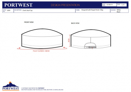 S899, Bonetă bucătar din polibumbac Kingsmill, 190 g/mp [1]