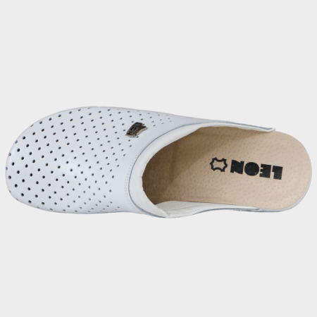 Saboti dame LEON, piele naturala cu design perforat, brant fix din piele [1]