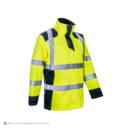 Îmbrăcăminte REFLECTORIZANTĂ (HI-VIS) - SANGAKU, Jachetă de ploaie HI-VIS din poliester ripstop Oxford 300D, căptușeală din plasă 75 g/mp