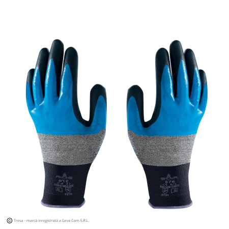 Mănuși Textile Imersate - SHOWA 376R, Mănuși de protecție din poliester și tricot de bumbac, imersate în spumă de nitril pe strat de nitril