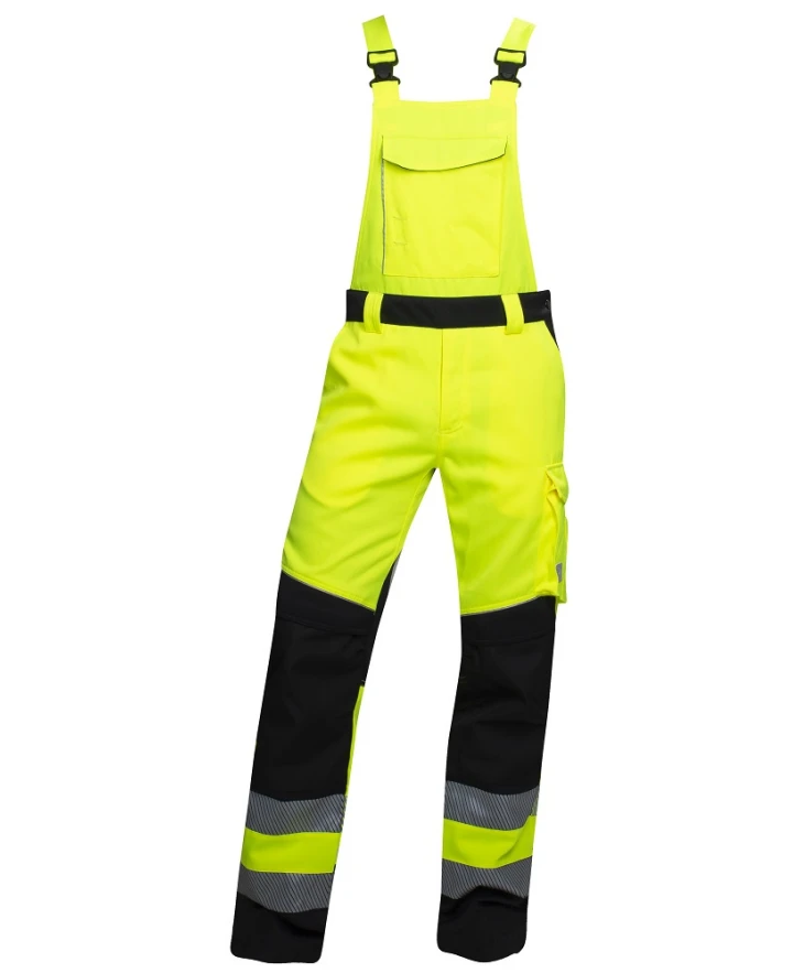 Pantaloni si salopete reflectorizante (HI-VIS) - SIGNAL+, Pantaloni cu pieptar HI-VIS din poliester și bumbac twill, 290 g/mp