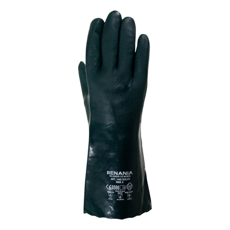Mănuși de protecție - SOLVO 1445, Mănuși de protecție chimică din PVC pe suport de bumbac, lungime 35 cm