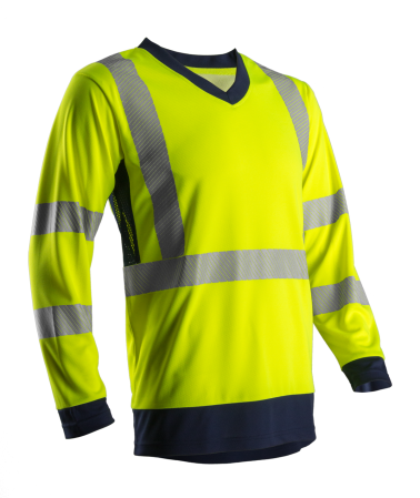 Îmbrăcăminte REFLECTORIZANTĂ (HI-VIS) - SOMO, Tricou HI-VIS cu mâneci lungi din tricot bird-eye reciclat GRS, 150 g/mp