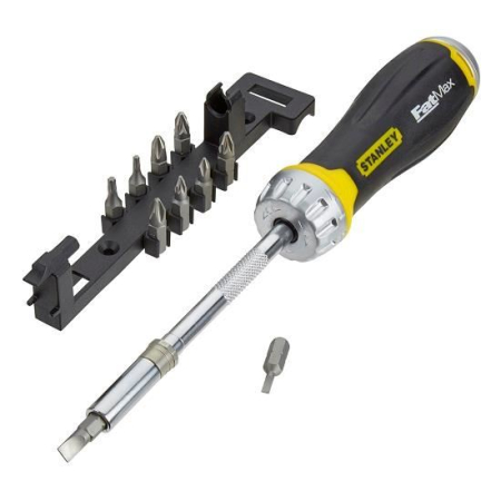 Chei și tubulare - STANLEY FATMAX, Șurubelniță magnetică cu clichet + 10 vârfuri