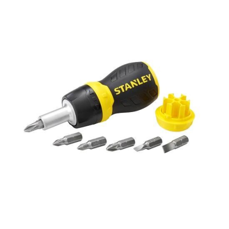 Chei și tubulare - STANLEY, Șurubelniță magnetică cu clichet + 6 vârfuri