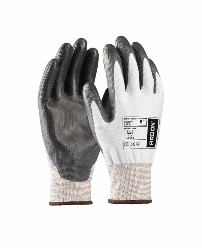 Mănuși de protecție - STORM TOUCH, Mănuși antităiere din nylon DYNEEMA, imersate parțial în poliuretan