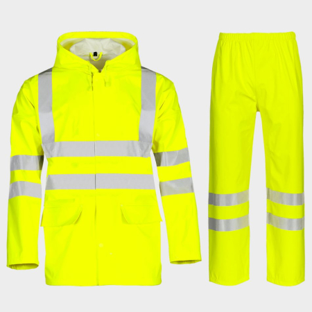Costume reflectorizante (HI-VIS) - STORMER, Costum HI-VIS impermeabil cu pantaloni, din poliester cu acoperire poliuretanică, 200 g/mp