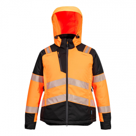 Jachete reflectorizante (HI-VIS) - PW3 - T162, Jachetă de iarnă pentru femei, Hi-Vis, cu glugă detașabilă, din poliester impermeabil cu membrană PU, 170 g/mp, căptușeală termică Insulatex Pro 160 g/mp