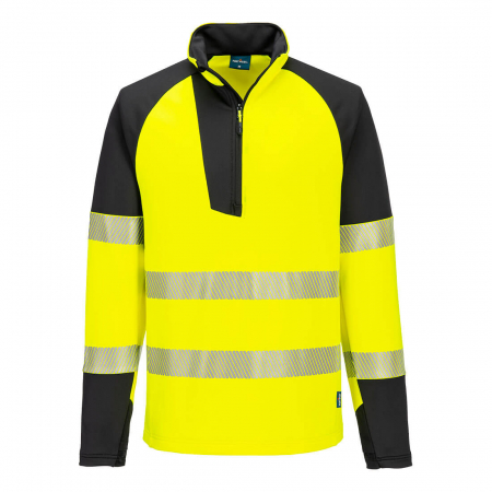 Tricouri si bluze reflectorizante (HI-VIS) - PW3 - T172, Sweatshirt 1/4 fermoar, din poliester cu elastan, 360 g/mp