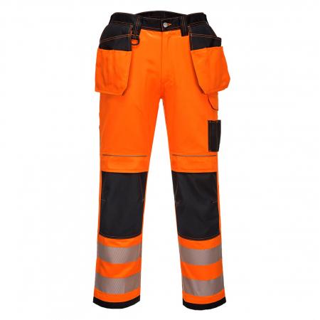 Pantaloni si salopete reflectorizante (HI-VIS) - T501, Pantaloni în talie Holster HI-VIS din poliester și bumbac Titanmill™ Plus, 300 g/mp
