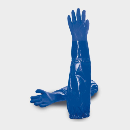 PROTECȚIA MÂINILOR - TB 666, Mănuși de protecție chimică din bumbac, imersate în PVC și nitril, lungime 65 cm