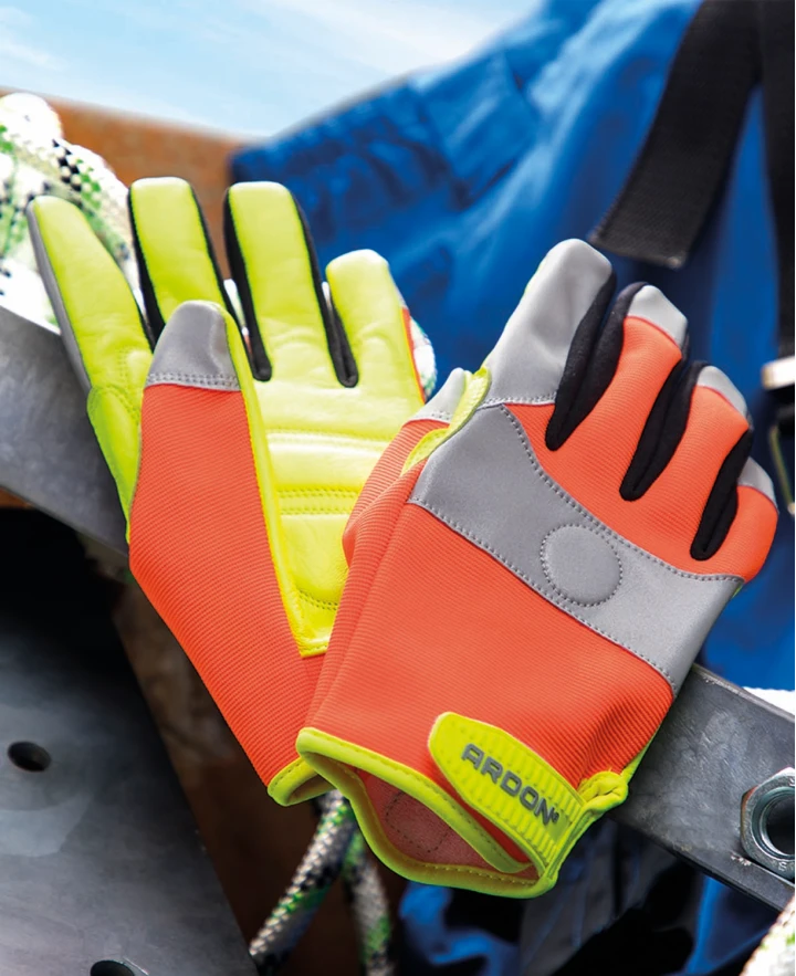 THUNDER MAGNETIC, Mănuși de protecție combinate din piele de capră cu magnet, spate poliester-spandex cu benzi reflectorizante, manșetă velcro [1]