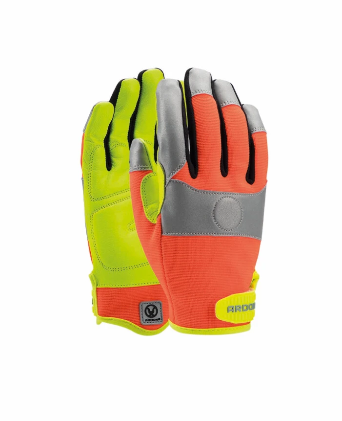 Combinate - THUNDER MAGNETIC, Mănuși de protecție combinate din piele de capră cu magnet, spate poliester-spandex cu benzi reflectorizante, manșetă velcro