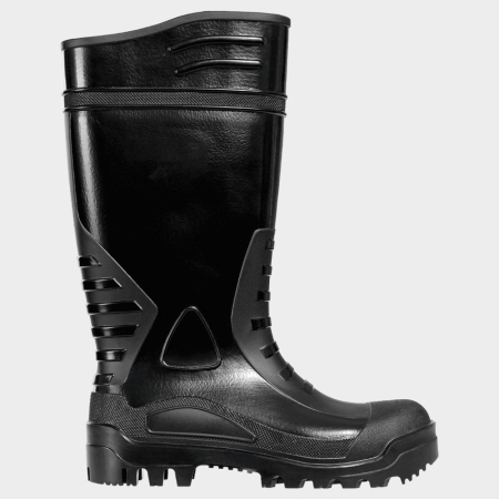 Cizme de protecție S4 - TORNADO S4, Cizme de protecție din PVC cu cauciuc nitrilic, bombeu metalic, talpă antiderapantă