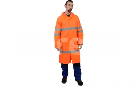 TRINIDAD / TOBAGO, Pelerină HI-VIS cu glugă încorporată. din poliester Oxford și membrană PVC, lungime 130 cm [10]
