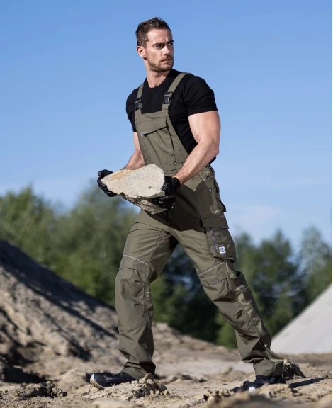 URBAN, Pantaloni cu pieptar din poliester, bumbac stretch și cordura, 270 g/mp [14]