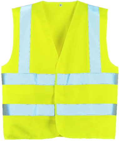 Vestă reflectorizantă HI-VIS cu bandă orizontală și verticală din tricot poliester, 120 g/mp [1]