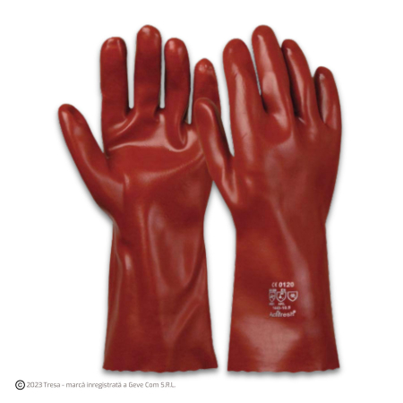 Protecție chimică si biologică - VINYL BROWN, Mănuși de protecție chimică din bumbac, imersate în PVC