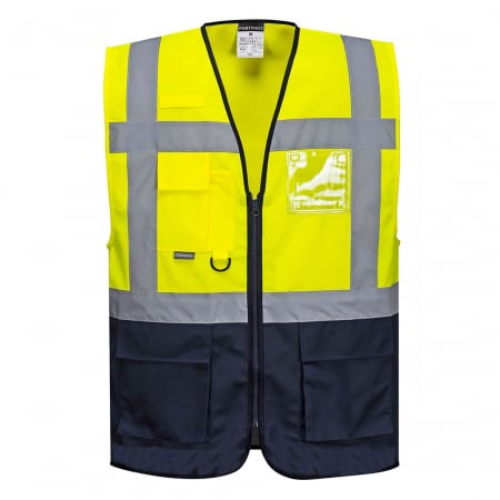 Îmbrăcăminte REFLECTORIZANTĂ (HI-VIS) - WARSAW EXECUTIVE, Vestă HI VIS bicoloră din poliester 125 g/mp, cu buzunare