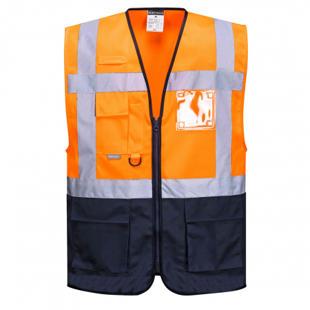 WARSAW EXECUTIVE, Vestă HI VIS bicoloră din poliester 125 g/mp, cu buzunare [5]